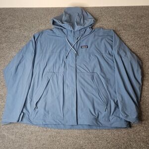 Patagonia Women's Skysail Jacket Wavy Nlue Size XL Hooded Water Resistant